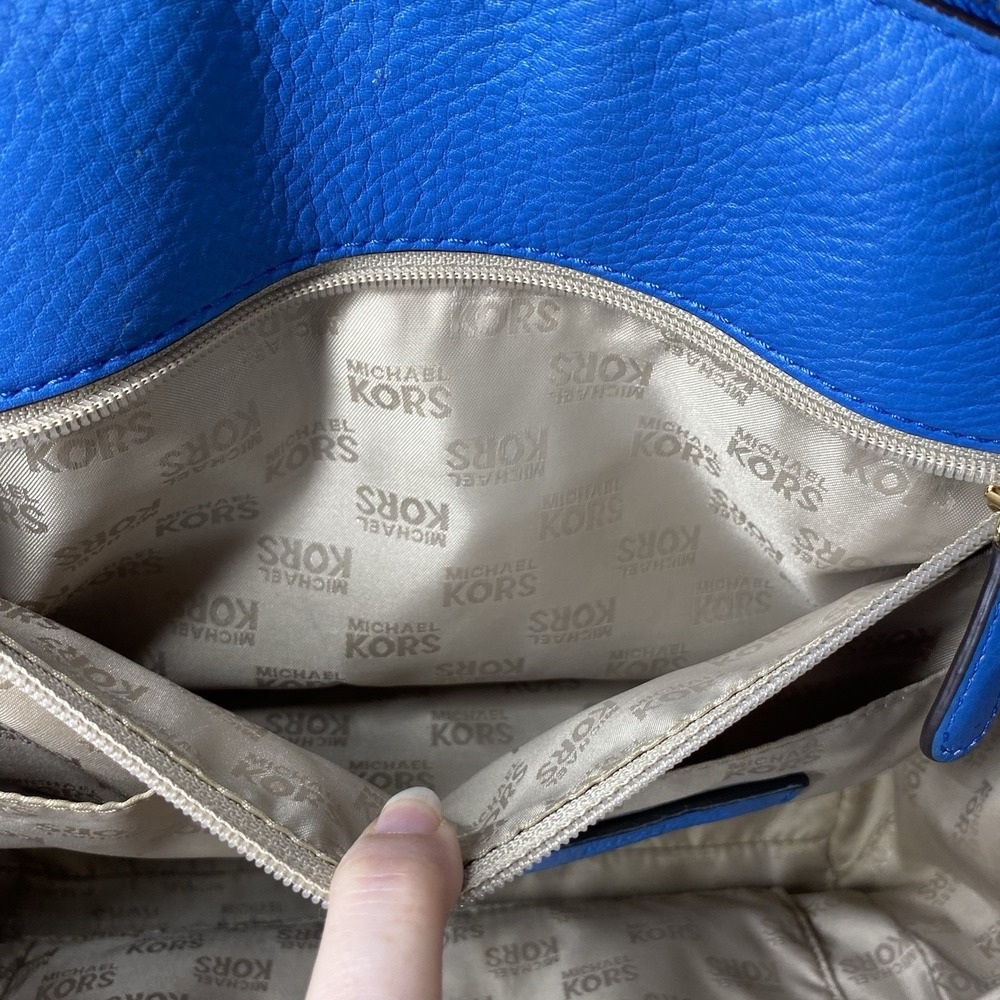 Michael Kors Authentic Leather Women's Blue Purse‎ Tote Bag 10x11x4 - Picture 16 of 16